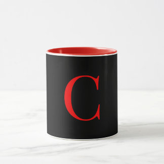 Caneca Inicial do Monograma C Vermelho Dentro Preto Fora