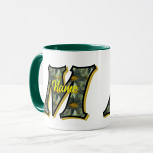 Caneca Inicial do Monograma M Margaridas Arte Floral Pers