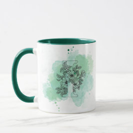 Caneca Inicial I Monograma por Aquarela Botânica Verde