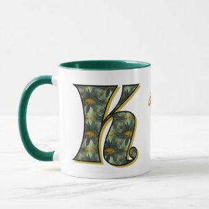 Caneca Inicial K Monograma de Margarida Personalizado