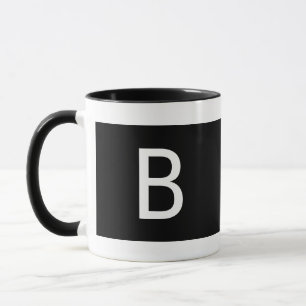 Caneca Inicial Minimalista Preto Branco Mão Esquer