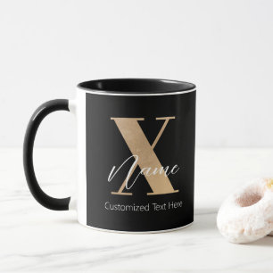 Caneca Inicial X Monogramada Moderna & Nome Personalizado