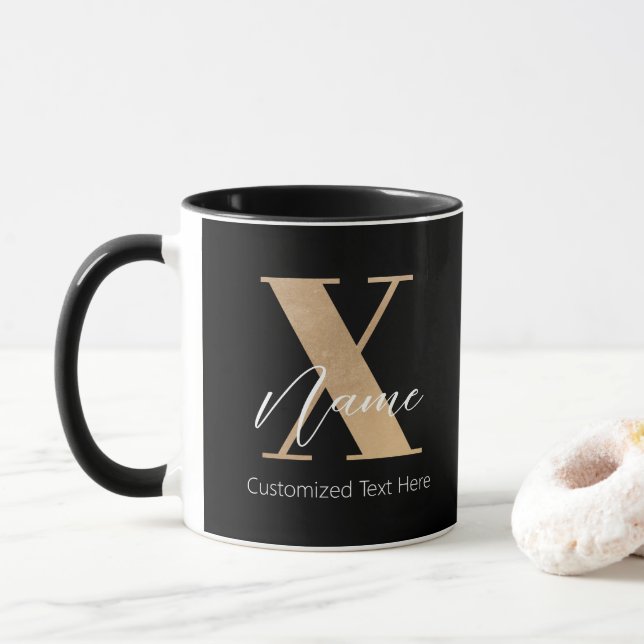 Caneca Inicial X Monogramada Moderna & Nome Personalizado (Com Donut)