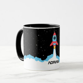 Caneca Inicialização do Foguete no Nome Personalizado do