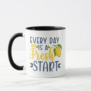 Caneca Início Motivacional Diário de Limão Fresco Gráfico