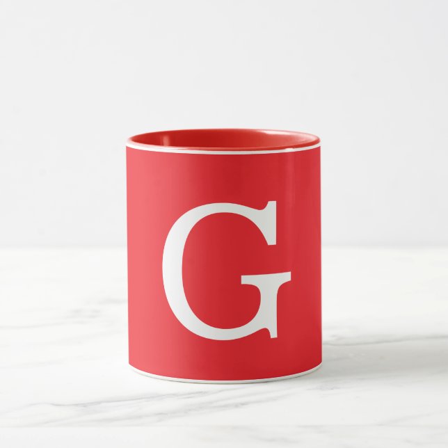 Caneca Initial Letter Monogram Red White Plain Simple (Centro)