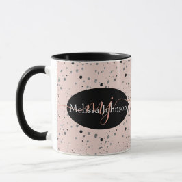 Caneca Inscrição Dourada de Rosa elegante em Black Mug