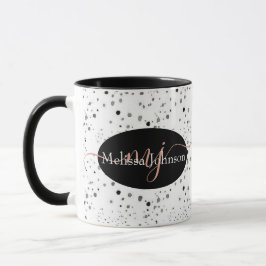 Caneca Inscrição Dourada de Rosa elegante em Black Mug