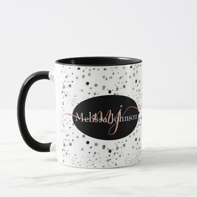 Caneca Inscrição Dourada de Rosa elegante em Black Mug (Esquerda)