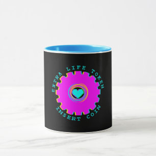 Caneca Inserir Moeda Retro Arcade Vida Extra Coração de J
