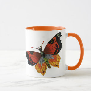 Caneca Insetos ou Bugs antigos, linda borboleta