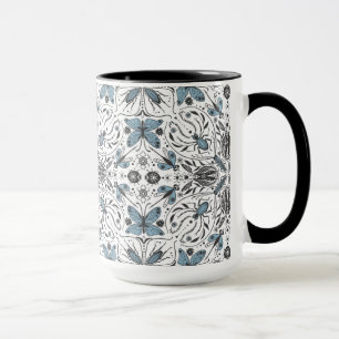 Caneca Insetos, preto e azul