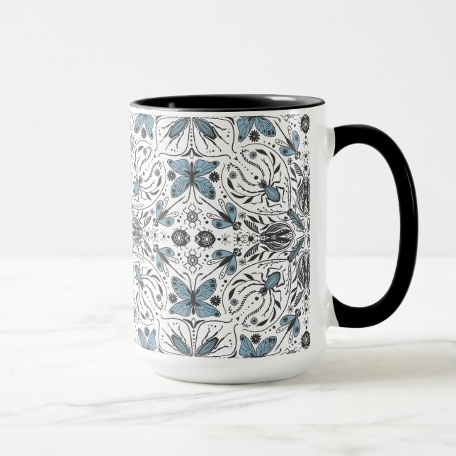 Caneca Insetos, preto e azul (Direita)