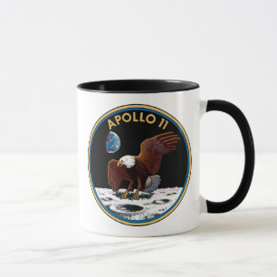 Caneca Insígnia do Patch Lunar do Pouso na Lua da NASA Ap