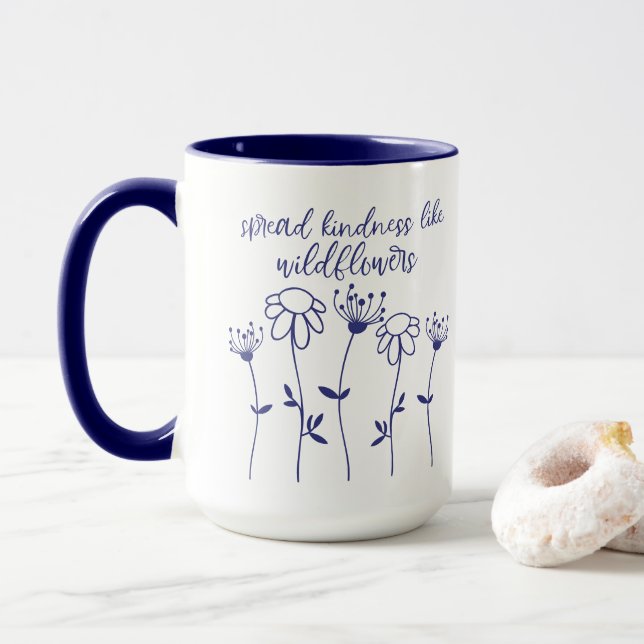 Caneca Inspiração de gentileza de Espalhamento de Flores  (Com Donut)