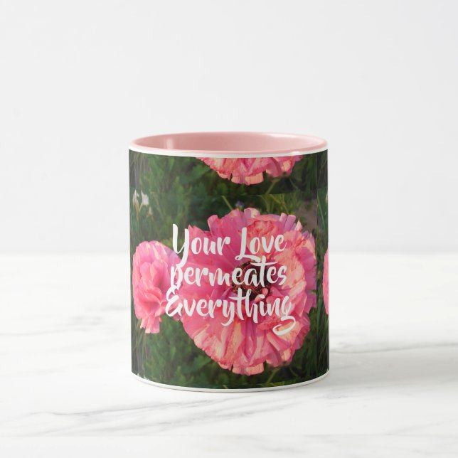Caneca Inspirational Pink Love Cote Floral Flor Heart (Centro)