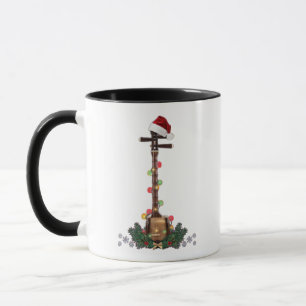 Caneca Instrumento Banjo Chapéu de Papai Noel Luzes de Na