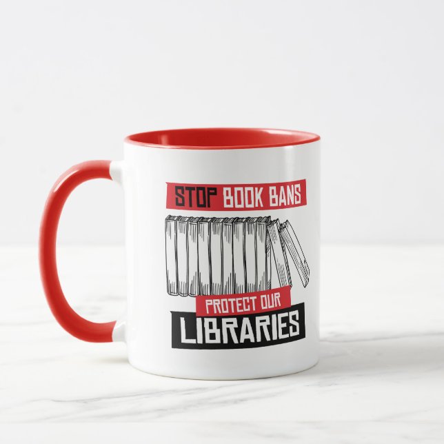 Caneca Interromper Bloqueios de Livros Proteger Bibliotec (Esquerda)