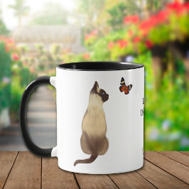 Caneca Intriguindo a Vida da Borboleta Gato Siamesa