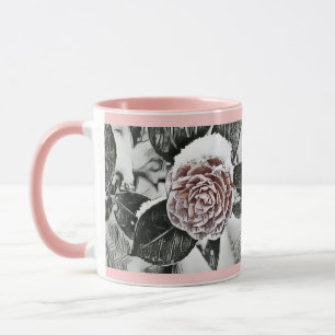 Caneca Inverno, Natal, Nevou, Desenho de Rosa Congelada
