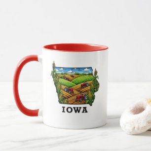 Caneca Iowa State Tattoo Style Cornfields Farmland