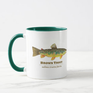 Caneca Iquitologia De Pesca De Trutas Marrons. Ele, Ela