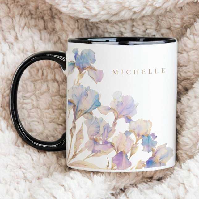 Caneca Íris Elegante Floral Personalizada (Criador carregado)