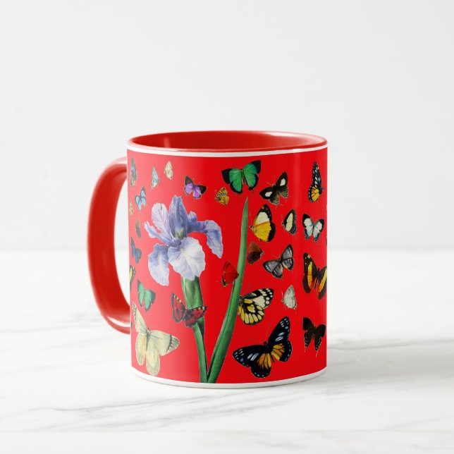 Caneca IRIS ENTRE MANCHAS COLORIDAS Red Floral (Frente Esquerda)