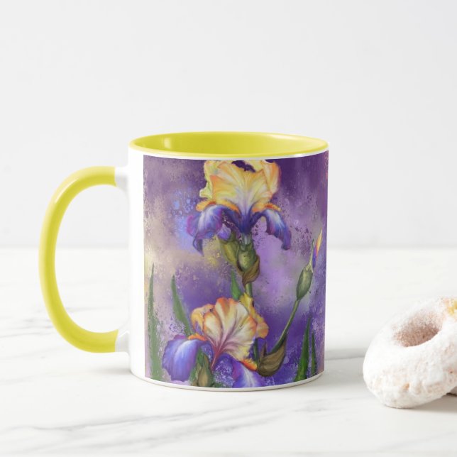 Caneca Iris Flowers Coffee Mug (Com Donut)