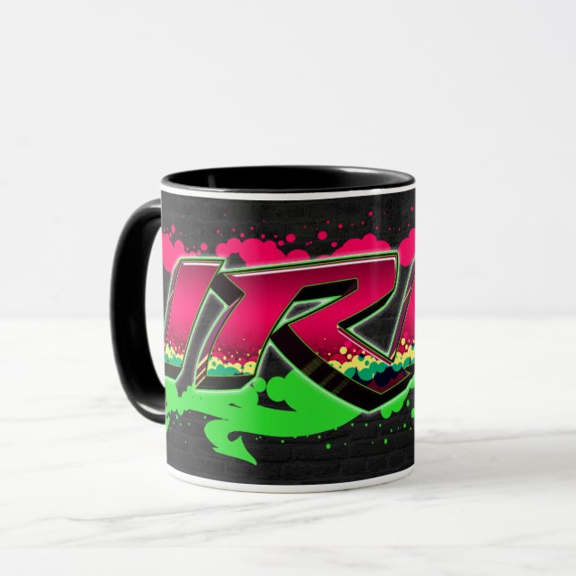 Caneca Iris Vorname Name Graffiti red green Tasse (Frente Esquerda)