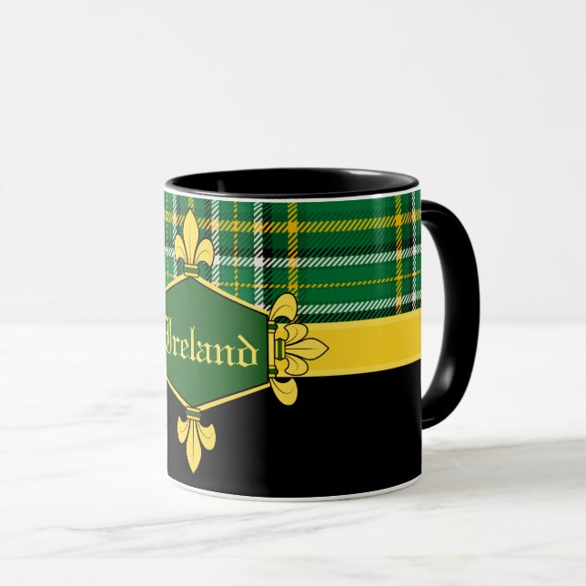 Caneca Irish National Tartan, Personalize com o nome (Frente Esquerda)