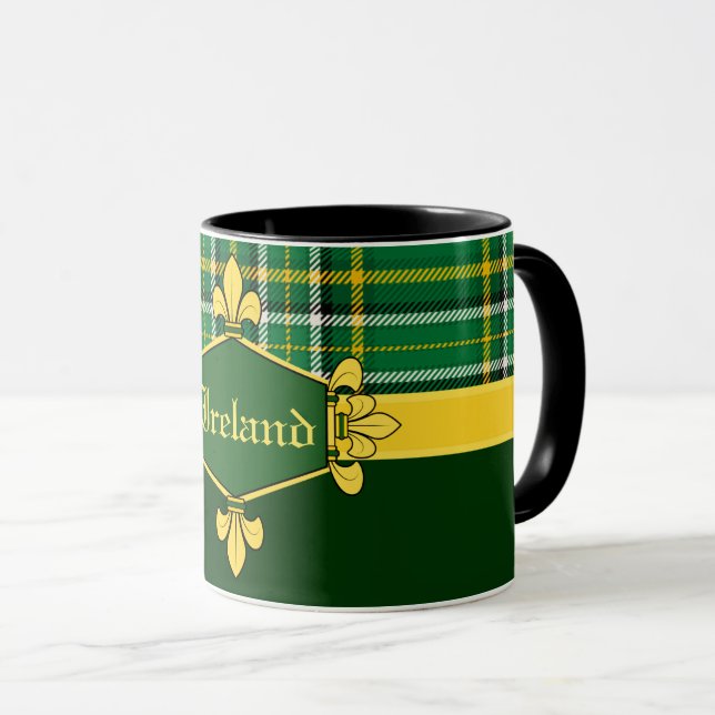 Caneca Irish National Tartan, Personalize com o nome (Frente Esquerda)
