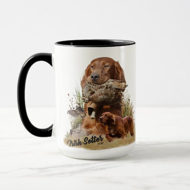 Caneca Irish Setter, Woodcock para caçar, Art (Esquerda)
