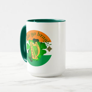 Caneca Irlanda para sempre/Erin go bragh/ harpa/bandeira