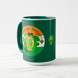 Caneca Irlanda para sempre/Erin go bragh/ harpa/bandeira/