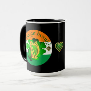 Caneca Irlanda para sempre/Erin go bragh/ harpa/bandeira/