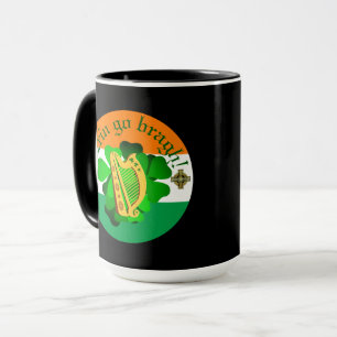 Caneca Irlanda para sempre/Erin go bragh/ harpa/bandeira/
