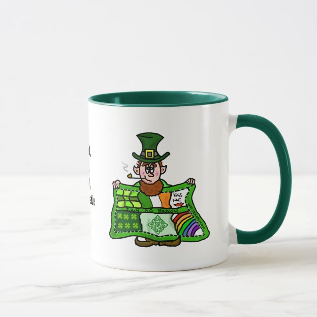 Caneca Irlandês Quilt & Leprechaun Mug com Benção Engraça (Direita)