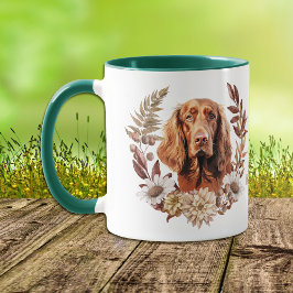 Caneca Irlandês Setter Dog Autumn Wreath