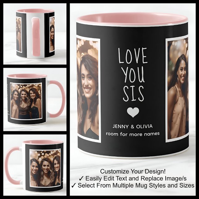 Caneca Irmã Querida Você Fotos Moderno Preto Branco C00 (Criador carregado)
