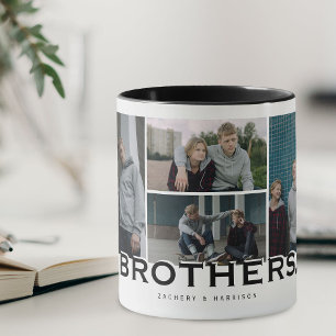 Caneca IRMÃOS 8 Colagem de Fotos Presente Moderno
