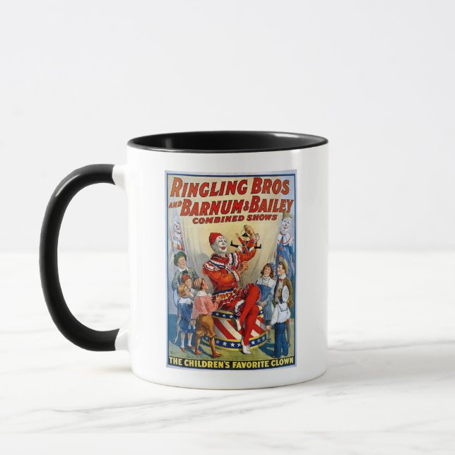 Caneca Irmãos de Ringling & Barnum & palhaço do vintage (Esquerda)