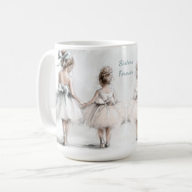 Caneca Irmãs Para Sempre – Pastel Grandes e Pequen (Frente Esquerda)