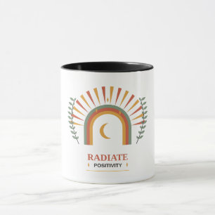 Caneca Irradie Positividade Boho Celestial Sol Lua Botâni