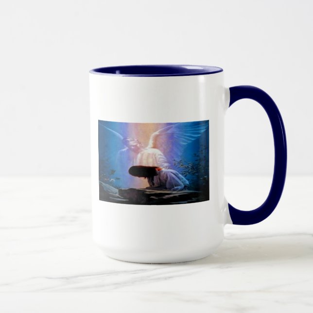 Caneca Isaiah 40:31 Rezando Angel Ringer Coffee Mug. (Direita)