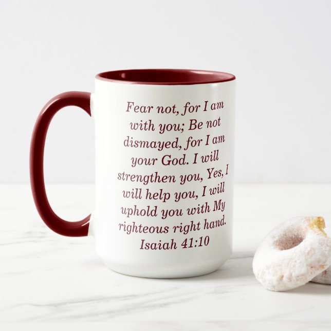 Caneca Isaiah 41:10 - Escritura Personalizada - Mug De Ca (Com Donut)