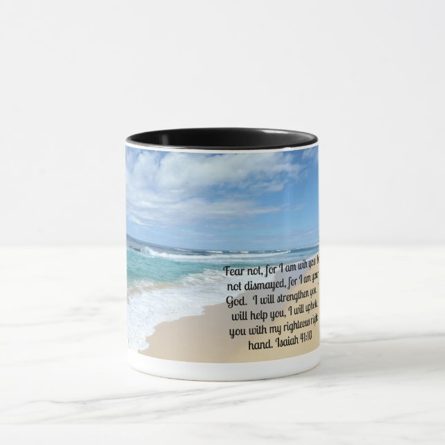 Caneca Isaiah 41:10 Não tenha medo, pois estou com você (Centro)