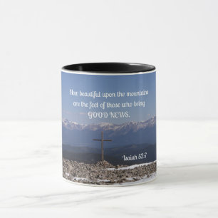 Caneca Isaiah 52:7 Como as montanhas são bonitas