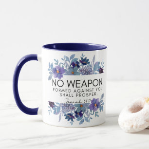 Caneca Isaiah 54:17 Nenhuma Arma Formada Contra Você Flor