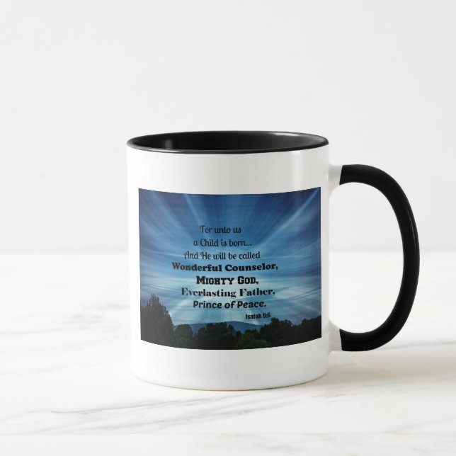 Caneca Isaiah 9:6 Para nós uma Criança é nascer. (Direita)